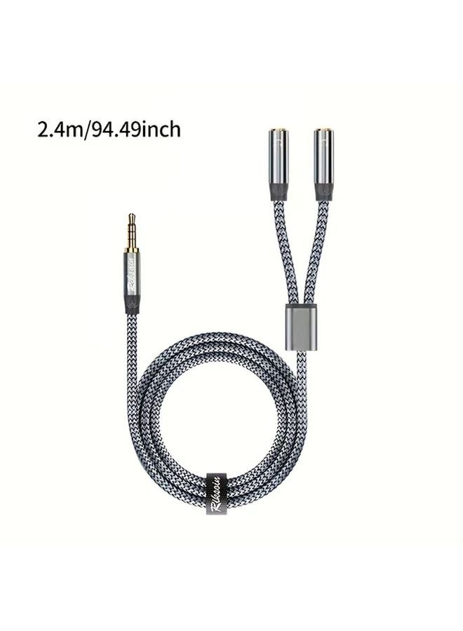 RIKSOIN 3 5mm TRRS Y Splitter Audio Cable 0 8m Male to Dual Female Adapter for Headphones Speakers Phone PC Laptop Tablet - Image 4